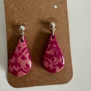Handmade Clay Earrings- Pink and Purple Swirl